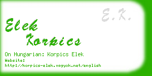 elek korpics business card